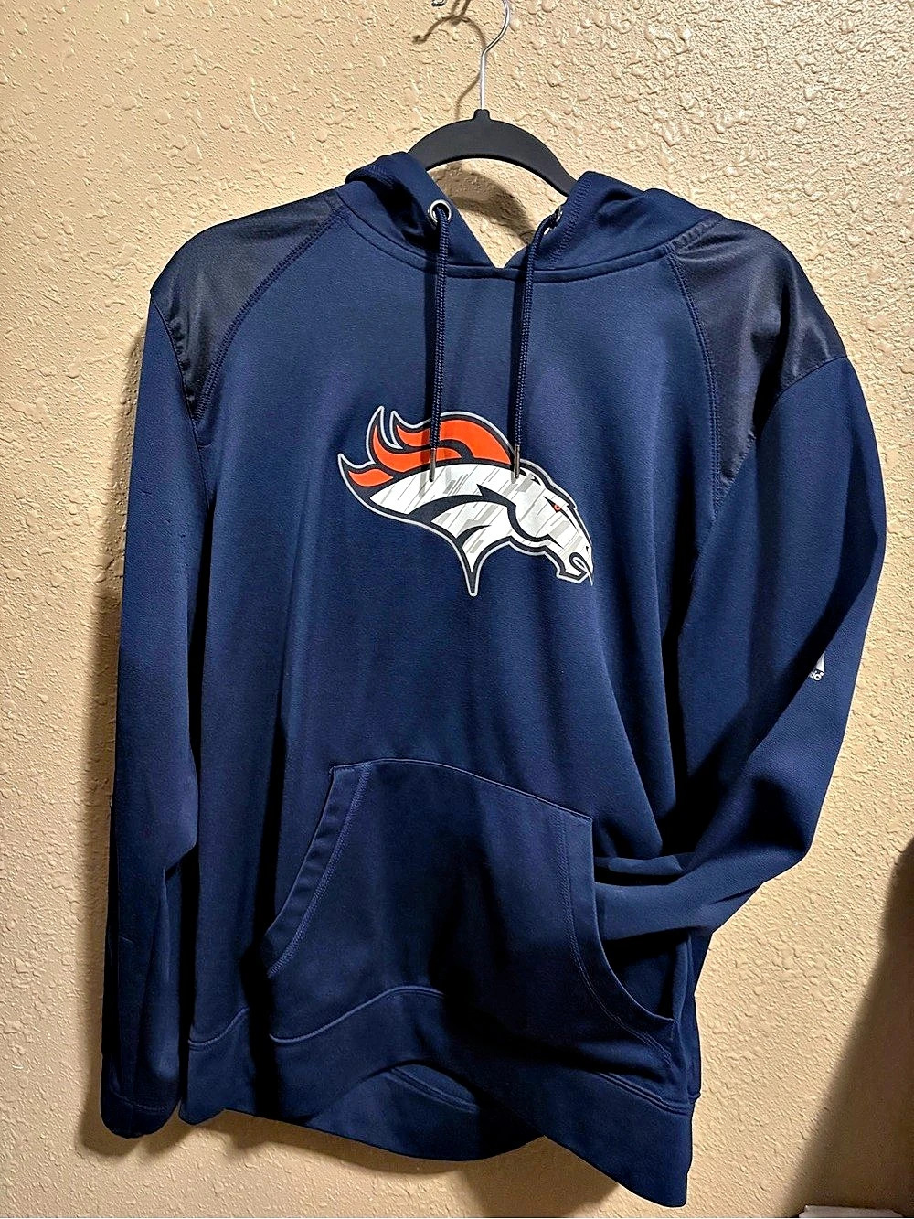 Majestic Denver Broncos Therma Base Pullover Hoodie Blue & Orange Large